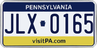 PA license plate JLX0165