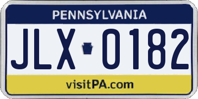 PA license plate JLX0182