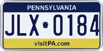 PA license plate JLX0184