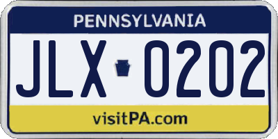 PA license plate JLX0202