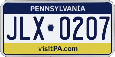 PA license plate JLX0207