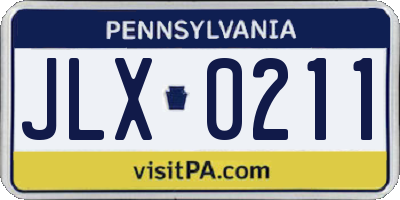 PA license plate JLX0211