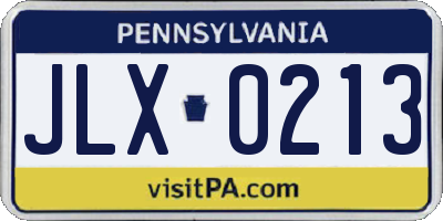 PA license plate JLX0213