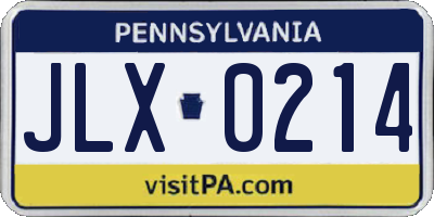 PA license plate JLX0214