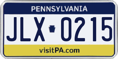 PA license plate JLX0215