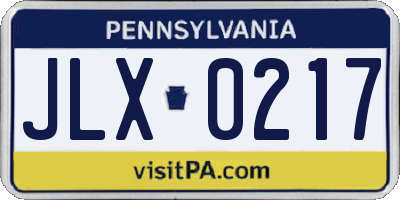 PA license plate JLX0217