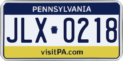 PA license plate JLX0218