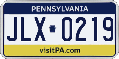 PA license plate JLX0219