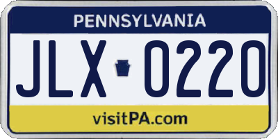 PA license plate JLX0220
