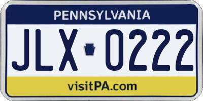 PA license plate JLX0222