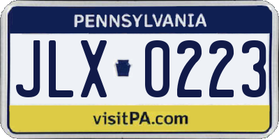 PA license plate JLX0223