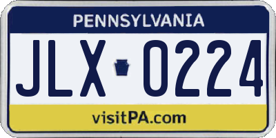 PA license plate JLX0224
