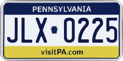 PA license plate JLX0225