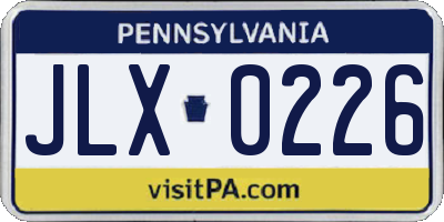 PA license plate JLX0226