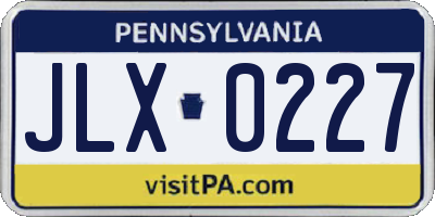 PA license plate JLX0227