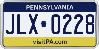 PA license plate JLX0228