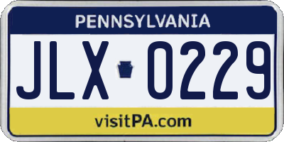 PA license plate JLX0229
