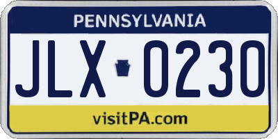 PA license plate JLX0230