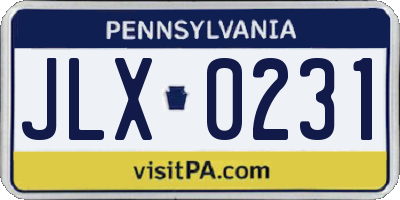 PA license plate JLX0231