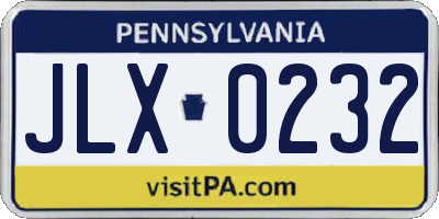 PA license plate JLX0232