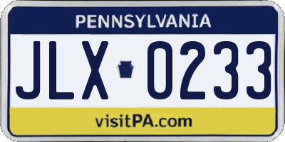 PA license plate JLX0233