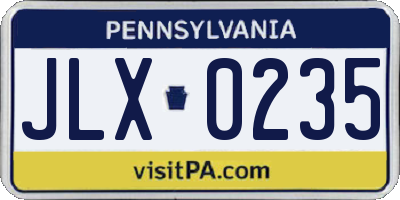 PA license plate JLX0235