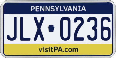 PA license plate JLX0236