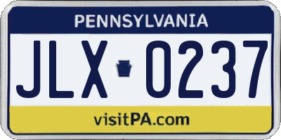 PA license plate JLX0237