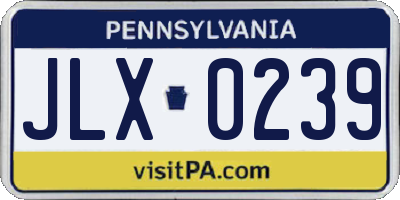 PA license plate JLX0239