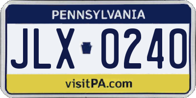 PA license plate JLX0240