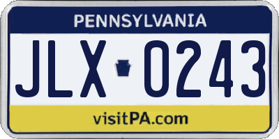 PA license plate JLX0243