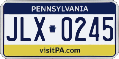 PA license plate JLX0245