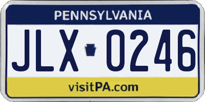 PA license plate JLX0246