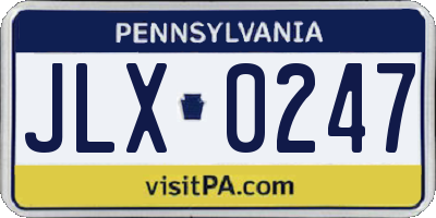 PA license plate JLX0247