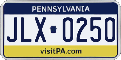PA license plate JLX0250