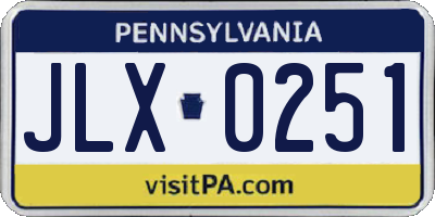 PA license plate JLX0251