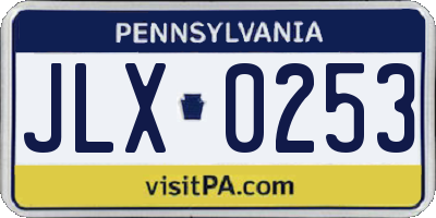 PA license plate JLX0253