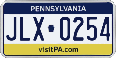 PA license plate JLX0254