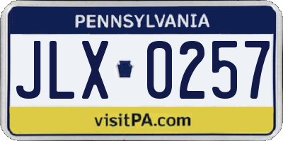 PA license plate JLX0257