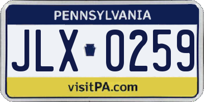 PA license plate JLX0259