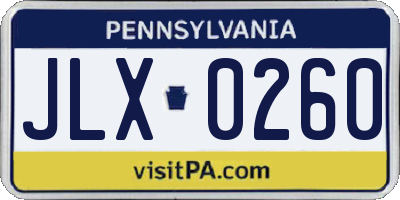 PA license plate JLX0260