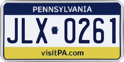 PA license plate JLX0261