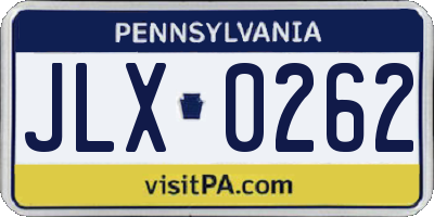 PA license plate JLX0262
