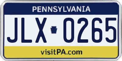 PA license plate JLX0265