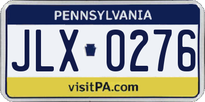 PA license plate JLX0276