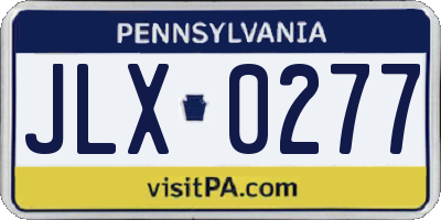 PA license plate JLX0277