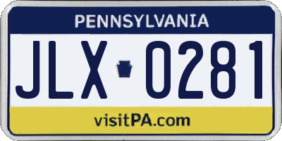 PA license plate JLX0281