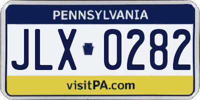PA license plate JLX0282