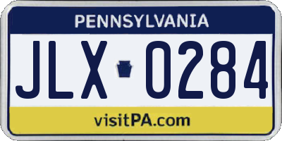 PA license plate JLX0284