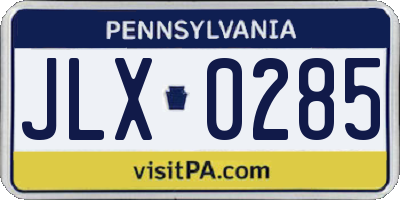 PA license plate JLX0285